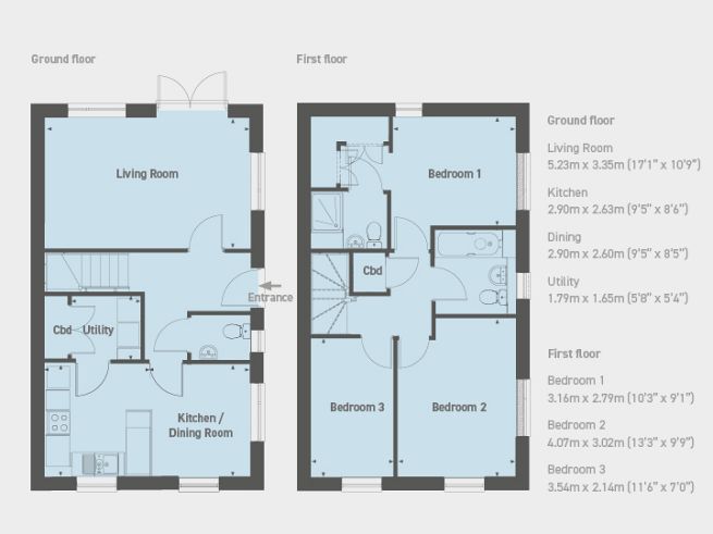 Floor plan 3 bedroom house - artist's impression subject to change